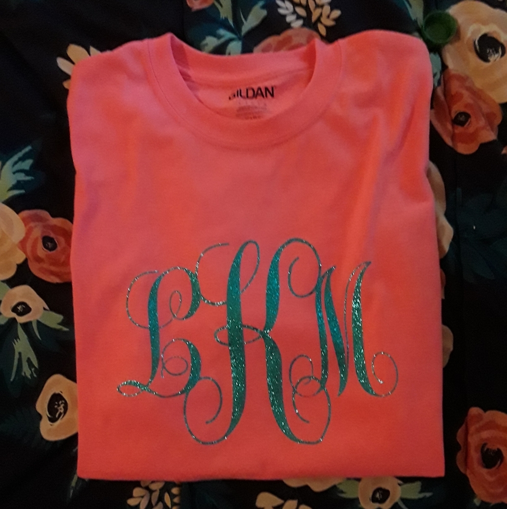 Monogrammed T-Shirts with Glitter Vinyl